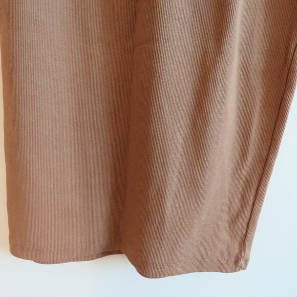 ZARA Ribbed Turtleneck Sleeveless Bodycon Midi Dress in Camel Tan Minimalist M - Picture 13 of 14